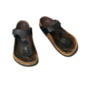Birkenstock Gizeh Black Leather Sandals Size 36